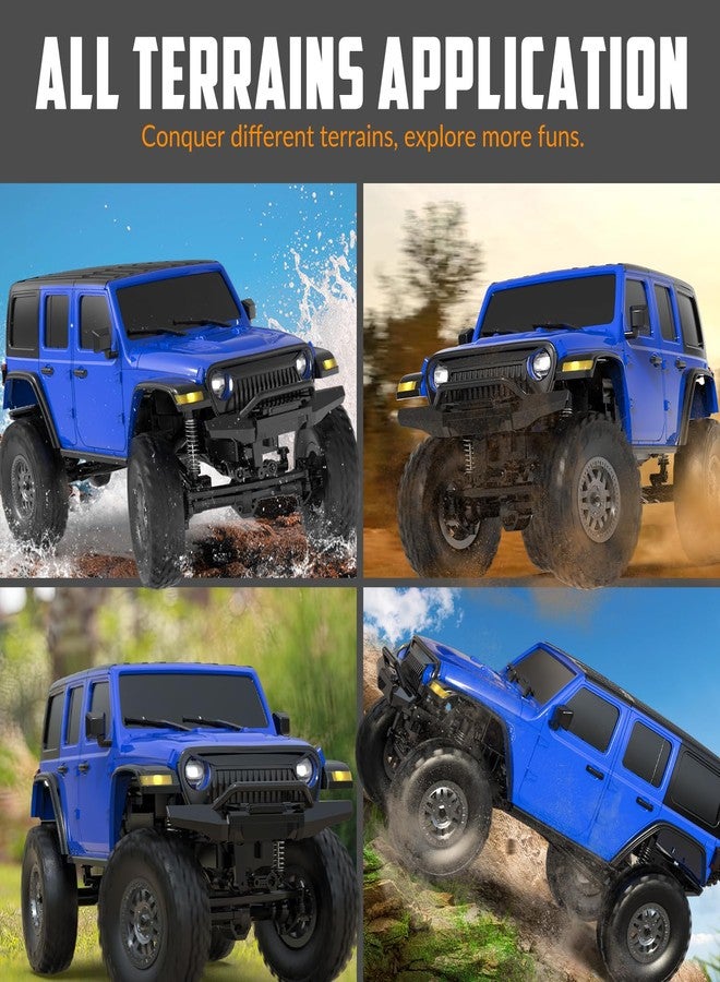RACENT 1/24 RC Crawler 4WD Off Road All Terrain RC Monster Truck Rock Climbing with led Light Waterproof Hobby Grade Toys with 2 Batteries for Adults (Blue) - Image 3